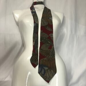 Enrico Coveri Tie Red Leaves 57"